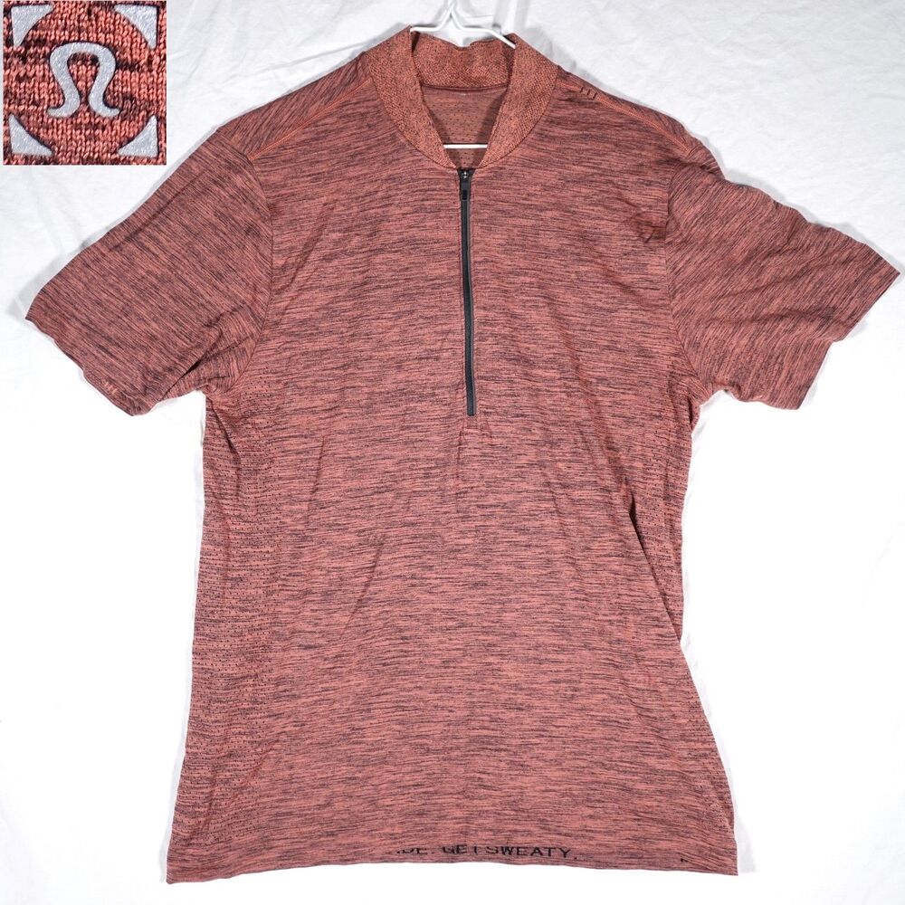 Lululemon Metal Vent Tech Surge Short Sleeve 1/2 Zip Shirt Red Fits Mens Medium